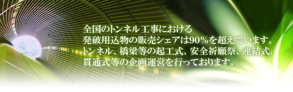 発破用込物販売シェアは90％を超えています。